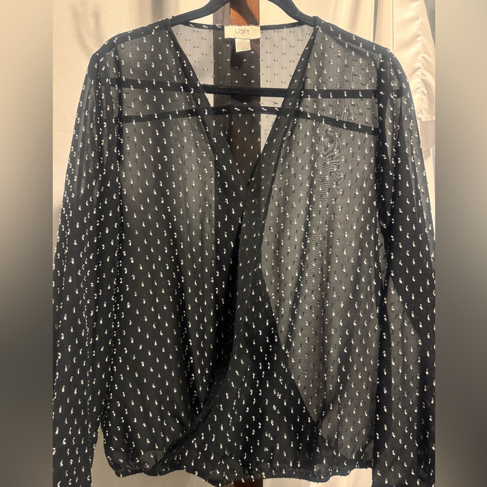 Ann Taylor LOFT 
Black Sheer, Elegant, Flattering